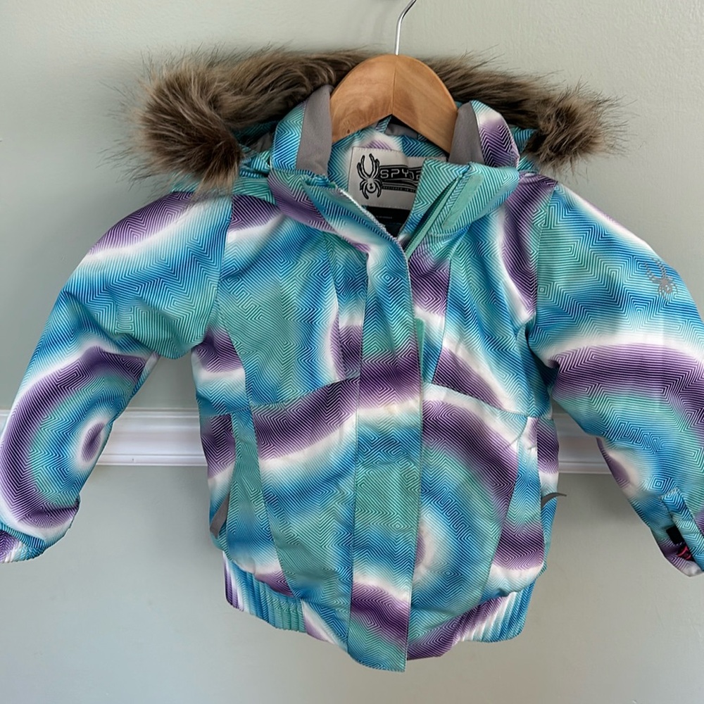 Spyder girls ski coat with faux fur hood